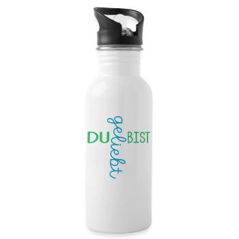 CHRISTLICHER GLAUBE - DU BIST GELIEBT - Trinkflasche mit integriertem Trinkhalm - Weiß - Rechts