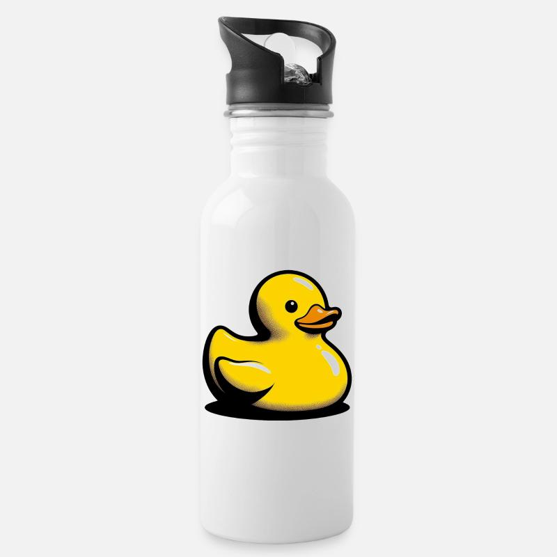 Caneton Canard Canard Canard - Gourde avec paille intégrée - blanc