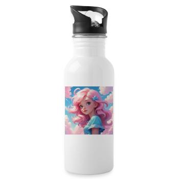Girl - Water bottle with straw - white - Right