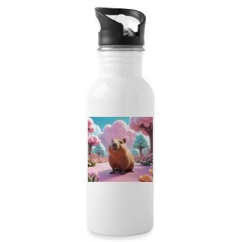 Capybara dans le jardin magique - Gourde avec paille intégrée - blanc - Droite