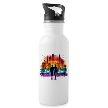 Liebe ist Liebe: Stolz und Vielfalt feiern - Trinkflasche mit integriertem Trinkhalm - Weiß - Rechts