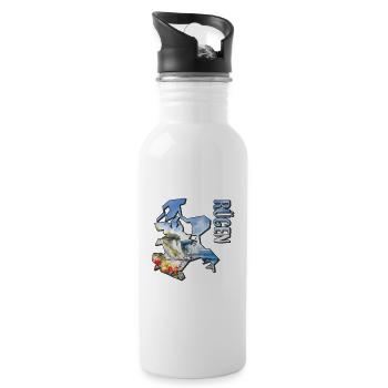 Watercolor Map Rügen - Water bottle with straw - white - Right