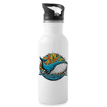 Wal - Trinkflasche mit integriertem Trinkhalm - Weiß - Rechts