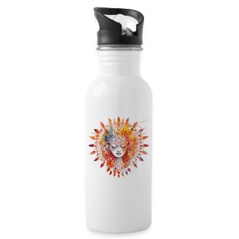 Yoga-Motiv, handgemalt, für Harmonie und Design - Trinkflasche mit integriertem Trinkhalm - Weiß - Rechts