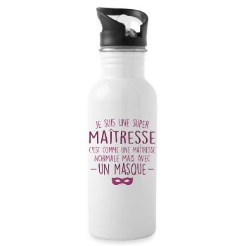 Eine Supermeisterin - Beeindruckende Herrin - Trinkflasche mit integriertem Trinkhalm - Weiß - Rechts