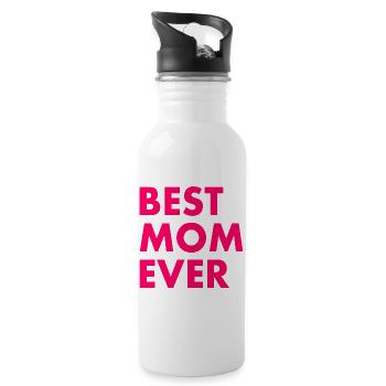 Best mom ever - Trinkflasche mit integriertem Trinkhalm - Weiß - Rechts