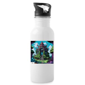 Temple de style bande dessinée - Gourde avec paille intégrée - blanc - Droite