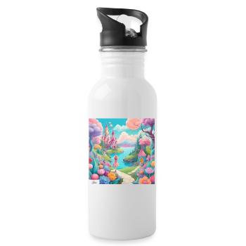 Colorful princess dreamscape - Water bottle with straw - white - Right
