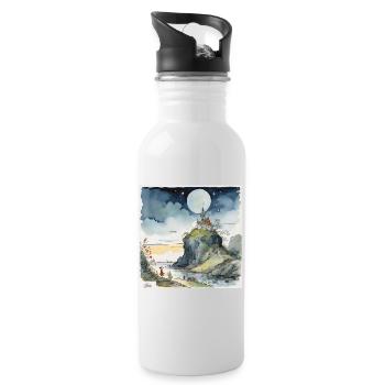 Vintage-Schloss-Traumlandschaft - Trinkflasche mit integriertem Trinkhalm - Weiß - Rechts