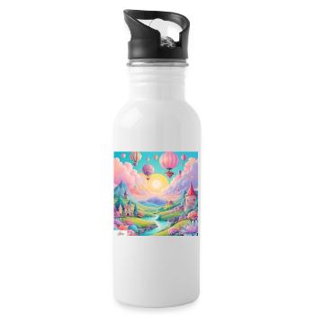 Paysage de rêve fantastique charmant et joyeux - Gourde avec paille intégrée - blanc - Droite