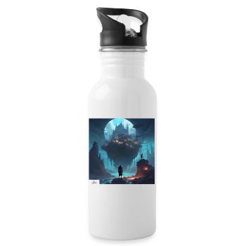 Traumlandschaft des Fantasy-Königreichs - Trinkflasche mit integriertem Trinkhalm - Weiß - Rechts