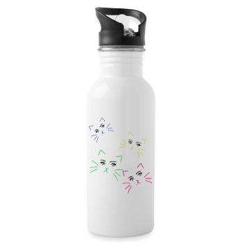 Cat Face Cats Cat Girl Eyes - Water bottle with straw - white - Right