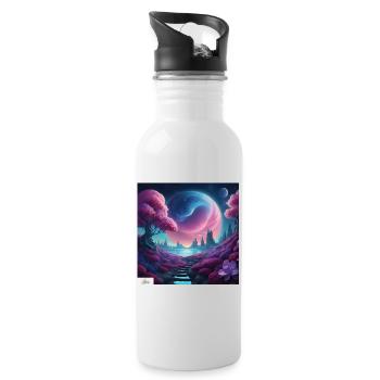 Epische himmlische Traumlandschaft - Trinkflasche mit integriertem Trinkhalm - Weiß - Rechts