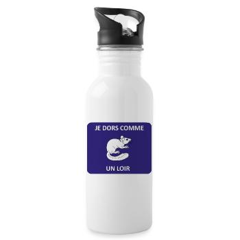Ich schlafe wie ein Siebenschläfer - Trinkflasche mit integriertem Trinkhalm - Weiß - Rechts