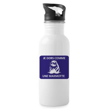 Ich schlafe wie ein Murmeltier - Trinkflasche mit integriertem Trinkhalm - Weiß - Rechts