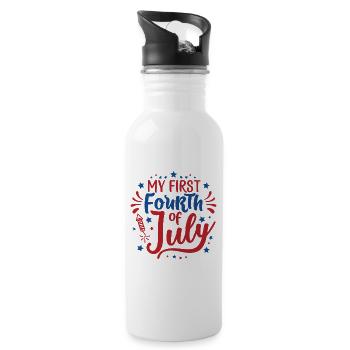 My First Fourth of July Independence Day Amerika - Trinkflasche mit integriertem Trinkhalm - Weiß - Rechts