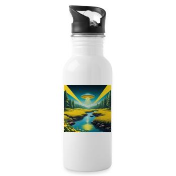Ufo - Trinkflasche mit integriertem Trinkhalm - Weiß - Rechts