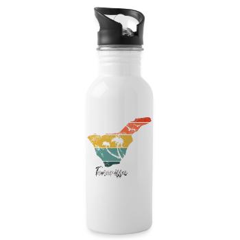 Teneriffa Karte Umriss Kanaren Urlaub vintage - Trinkflasche mit integriertem Trinkhalm - Weiß - Rechts