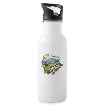 Aquarell Landkarte Ecuador - Trinkflasche mit integriertem Trinkhalm - Weiß - Rechts