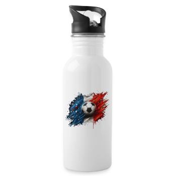 Viva French Football, Drapeau de la France - Gourde avec paille intégrée - blanc - Droite
