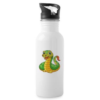 Anaconda Mascotte mignonne Personnage de dessin animé Kawaii - Gourde avec paille intégrée - blanc - Droite