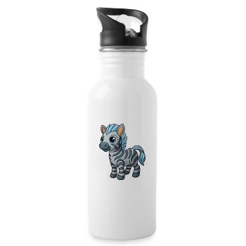 Zebra Niedliche Maskottchen Zeichentrickfigur Kawaii - Trinkflasche mit integriertem Trinkhalm - Weiß - Rechts