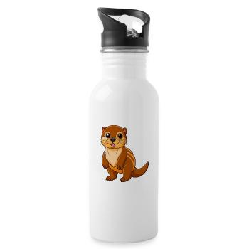 Loutre Mascotte mignonne Personnage de dessin animé Kawaii - Gourde avec paille intégrée - blanc - Droite