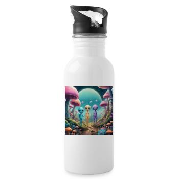 Aliens - Trinkflasche mit integriertem Trinkhalm - Weiß - Rechts