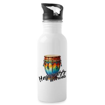 Das Glück schlägt hart zu - Aztec Style Drum - Trinkflasche mit integriertem Trinkhalm - Weiß - Rechts