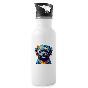 Affenpinscher Dog Breed Colorful Cartoon Kawaii - Water bottle with straw - white - Right