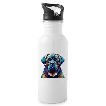 Alpine Mastiff Hunderasse Bunte Karikatur Kawaii - Trinkflasche mit integriertem Trinkhalm - Weiß - Rechts