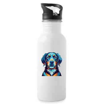 Amerikanischer Wasserhund Hunderasse Karikatur Kawaii - Trinkflasche mit integriertem Trinkhalm - Weiß - Rechts