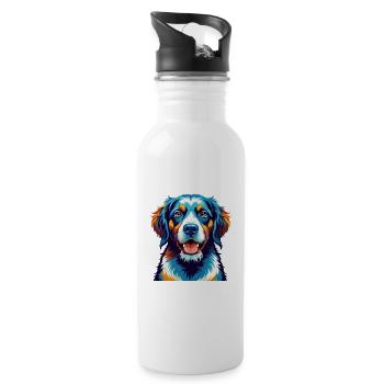 Austrian Brandlbracke Dog Breed Cartoon Kawaii - Water bottle with straw - white - Right