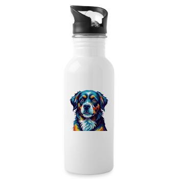 Berger De Beauce Dog Breed Colorful Cartoon Kawaii - Water bottle with straw - white - Right