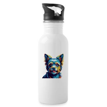 Biewer Terrier Dog Breed Colorful Cartoon Kawaii - Water bottle with straw - white - Right