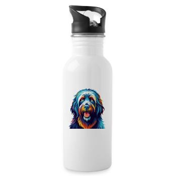 Bergamasker Hunderasse Bunte Karikatur Kawaii - Trinkflasche mit integriertem Trinkhalm - Weiß - Rechts