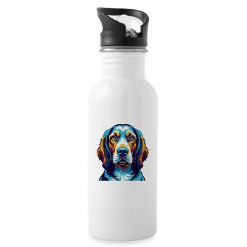 Bracco Italiano Race Chien Coloré Dessin Animé Kawaii - Gourde avec paille intégrée - blanc - Droite