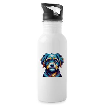 Bolognese Hunderasse Bunte Karikatur Kawaii - Trinkflasche mit integriertem Trinkhalm - Weiß - Rechts