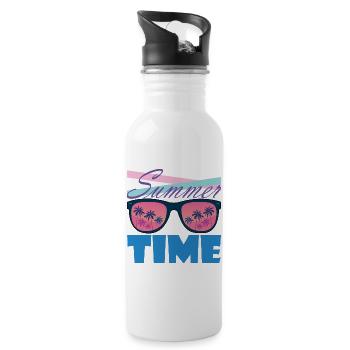 Sommerzeit Palmen-Sonnenbrille - Trinkflasche mit integriertem Trinkhalm - Weiß - Rechts