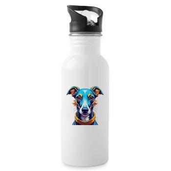Englische Whippet Hunderasse Bunte Karikatur Kawaii - Trinkflasche mit integriertem Trinkhalm - Weiß - Rechts