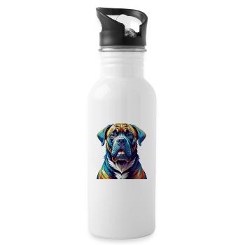 Brasileiro Race Chien Dessin animé Coloré Kawaii - Gourde avec paille intégrée - blanc - Droite