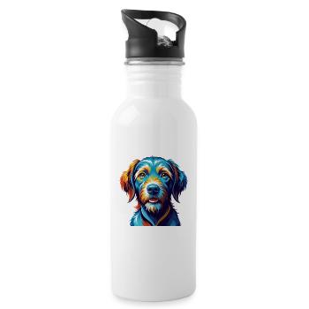 Fauve de Bretagne race de chien dessin animé kawaii - Gourde avec paille intégrée - blanc - Droite