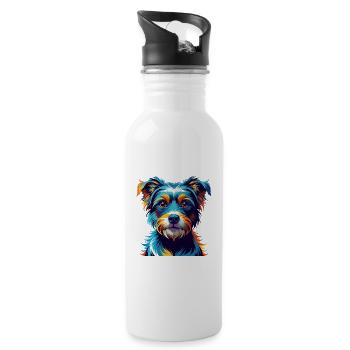 Hamiltonstovare Hunderasse Bunter Cartoon Kawaii - Trinkflasche mit integriertem Trinkhalm - Weiß - Rechts