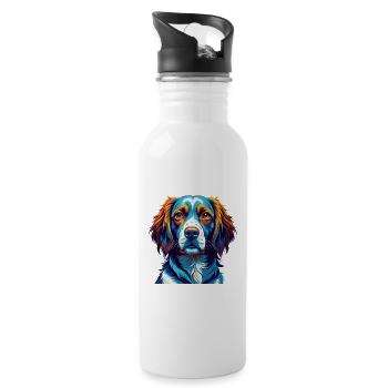 French Brittany Dog Breed Colorful Cartoon Kawaii - Water bottle with straw - white - Right