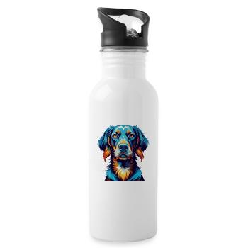 Frisian Pointing Dog Breed Colorful Cartoon Kawaii - Water bottle with straw - white - Right