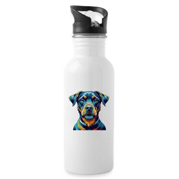 Deutscher Jagdterrier Hunderasse Cartoon Kawaii - Trinkflasche mit integriertem Trinkhalm - Weiß - Rechts