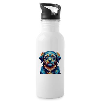 Race de chien gascon saintongeois dessin animé Kawaii - Gourde avec paille intégrée - blanc - Droite