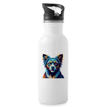 Hortaya Borzaya Hunderasse bunter Cartoon Kawaii - Trinkflasche mit integriertem Trinkhalm - Weiß - Rechts