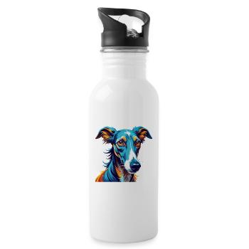 Galgo Espanol Hunderasse Bunter Cartoon Kawaii - Trinkflasche mit integriertem Trinkhalm - Weiß - Rechts