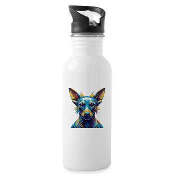 Inka Unbehaarte Hunderasse Bunte Karikatur Kawaii - Trinkflasche mit integriertem Trinkhalm - Weiß - Rechts